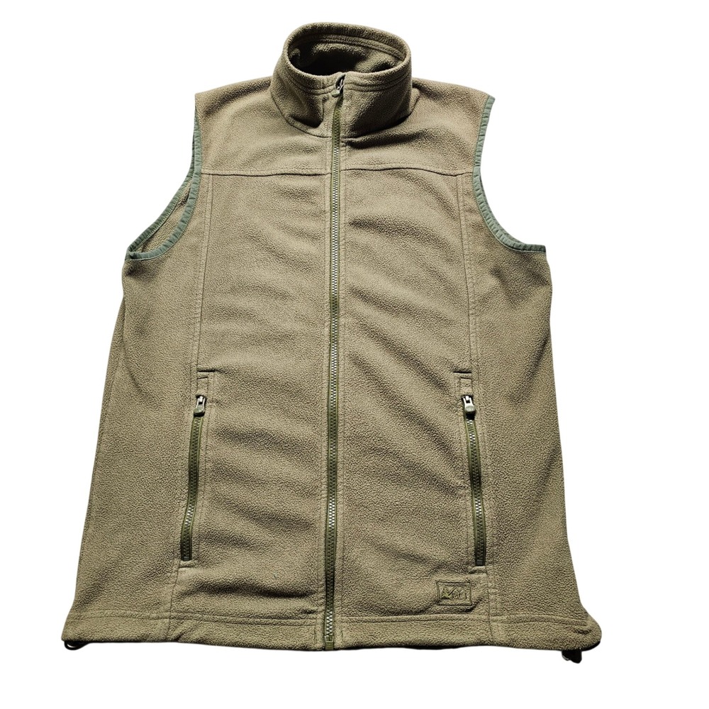 REI Mens Fleece Vest Olive Green Full Zip Mock Neck Hiking Outdoor Size M 882213